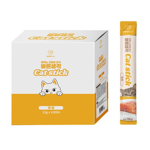 바른생각 고양이 스틱 100p, 1.5kg, 1개, 연어 1.5kg, 1개, 연어