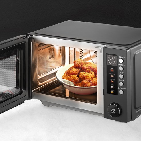 마이디어 플랫 광파오븐 에어프라이어 전자레인지 25L 블랙 후기 분석 - 내부 열선 구조