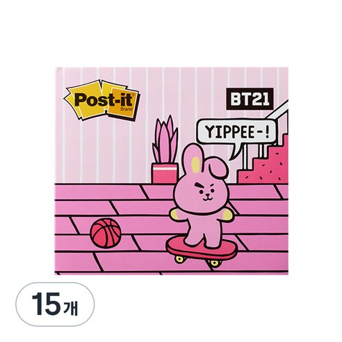 포스트잇 강한점착용 커버노트 BT21, COOKY, 15개