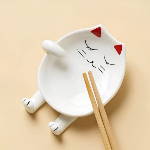 라임리빙 고양이 귀여운 냄비뚜껑 조리도구 받침대, 레드, 1개