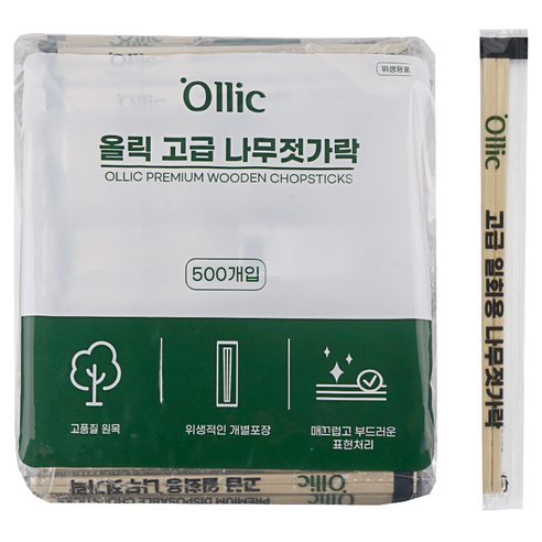 올릭 고급 일회용 나무젓가락, 100개입, 5개