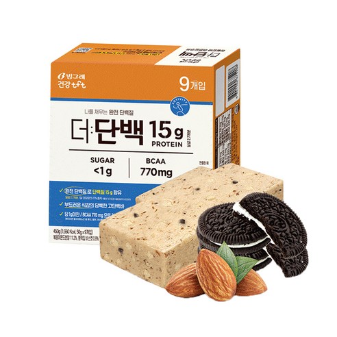 빙그레 더단백 마일드 프로틴바 아몬트쿠키 9p 450g, 2개 맛있게 먹은 솔직 후기 - 상품 이미지 2