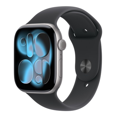 Apple 2025 애플워치 11, 스페이스 그레이, 46mm, GPS, 알루미늄,스페이스 그레이/블랙 스포츠 밴드, S/M
