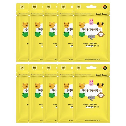 구디푸디 유아용 썸머패치 18p, 동물, 10개