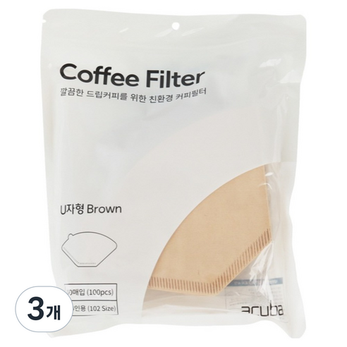 아쿠바 커피필터 CS-U102B, 3개, 100개입