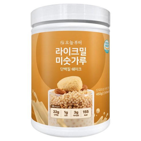 오늘부터 라이크밀 단백질 쉐이크 미숫가루맛 450g, 1개 솔직 후기 | 실사용자 리뷰 분석 - 상품 이미지 1
