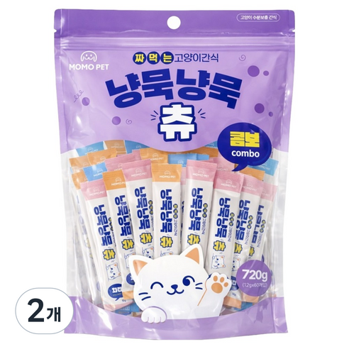 냥묵냥묵 고양이 대용량 짜먹는 간식 60p, 2개, 720g, 콤보(치킨/참치/연어)