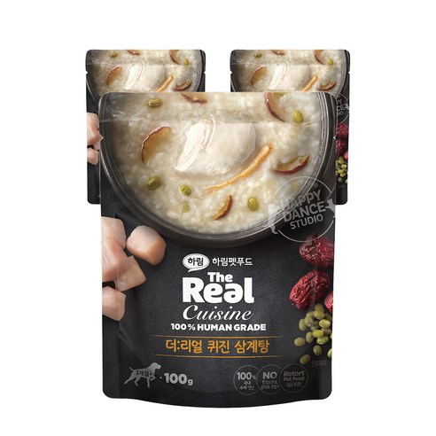 하림펫푸드 더리얼 퀴진 강아지 습식파우치, 닭, 100g, 3개