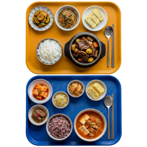 미니모 고강도 컬러 쟁반 트레이 2종 세트, 아마존블루, 머스타드, 1세트