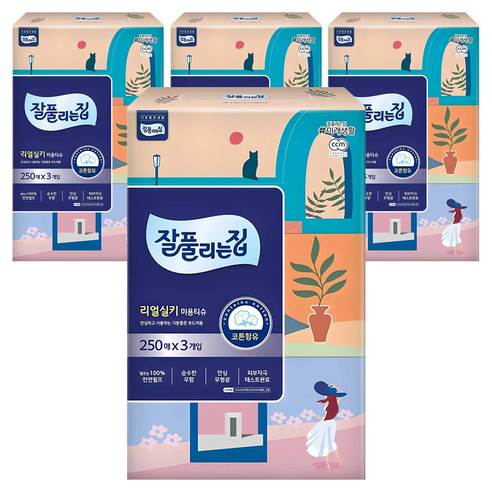 잘풀리는집 천연펄프 미용티슈 2겹, 250매, 12개