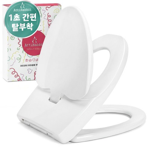 아띠래빗 저소음 유아겸용 변기커버, 화이트, 1개