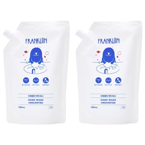 FRANKLIIN 핸드워시 리필, 무향, 2개, 450ml
