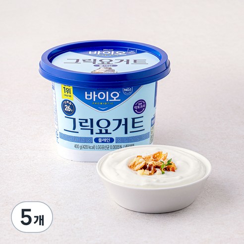 매일바이오 그릭요거트 플레인, 400g, 5개