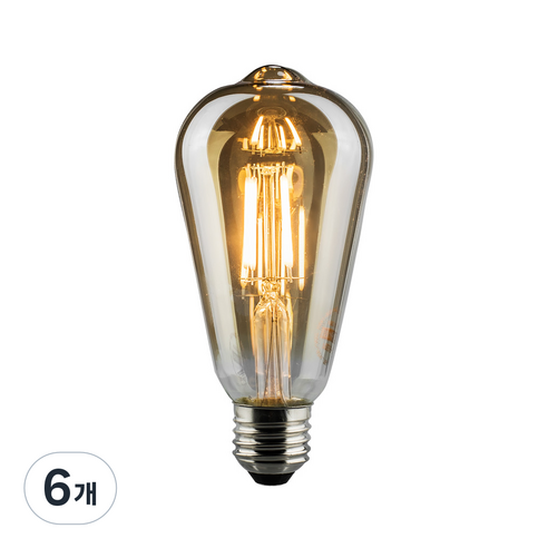 예도 LED 에디슨 ST벌브 램프 3W B-ST64, 6개, 전구색
