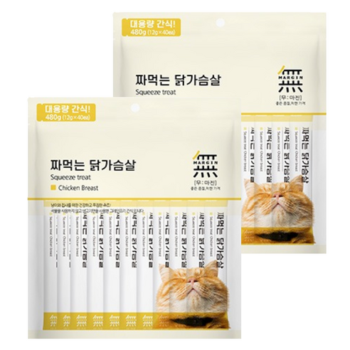 무마진 짜먹는 고양이 간식, 닭가슴살, 480g, 2개