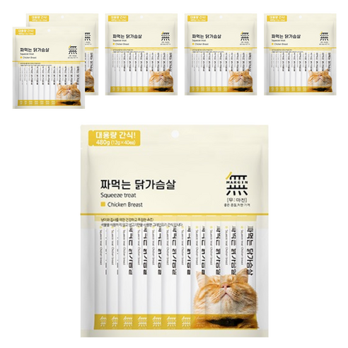 무마진 고양이 짜먹는 간식 40p, 닭가슴살, 480g, 6개
