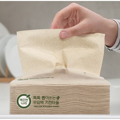 깨끗한나라 톡톡 뽑아쓰는 무표백 천연펄프 키친타올 100매, 6개 실사용 후기 | 효과 있을까? - 상품 이미지 3