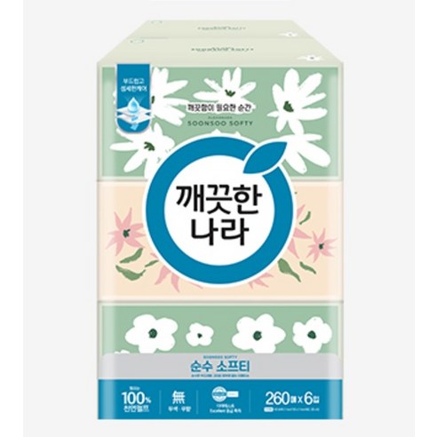 깨끗한나라 순수 소프티 천연펄프 미용티슈 2겹 260매, 6개 솔직 후기 | 실사용자 리뷰 분석 - 상품 이미지 2