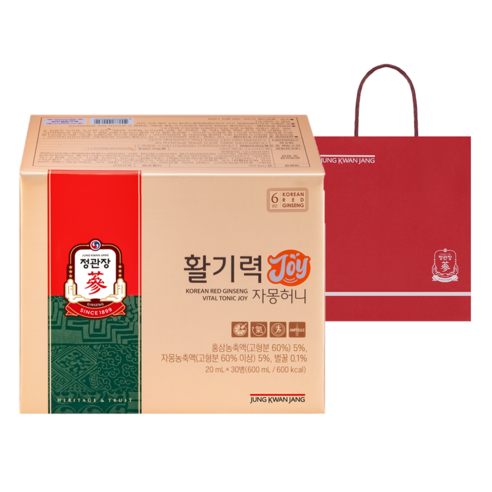 정관장 정품 활기력 JOY+쇼핑백, 600ml, 30개