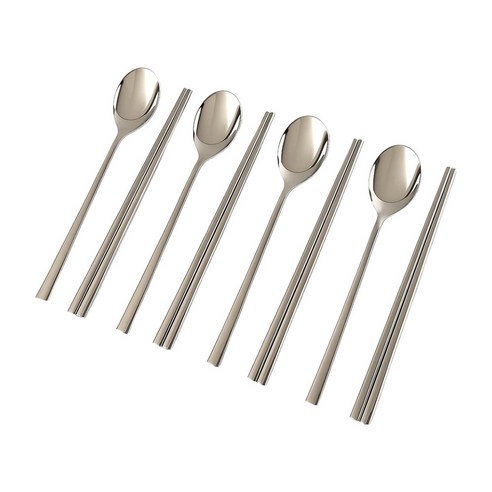 바른식탁 POSCO 304스텐 4인 수저세트, 4세트, 숟가락 + 젓가락