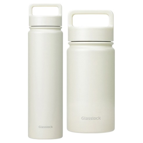글라스락 스포티 핸들 텀블러 700ml + 350ml, 베이지, 1세트