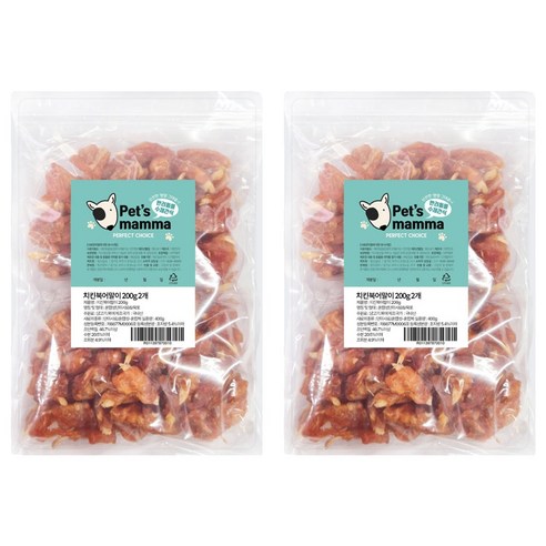 펫츠맘마 강아지 건조간식, 치킨북어말이, 2개, 200g