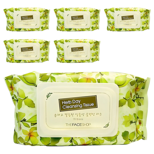 더페이스샵 허브데이 클렌징 티슈, 70매입, 6개