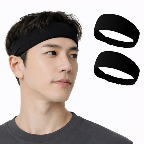 홈하루 시원한 퀵드라이 헤어밴드, 블랙, 2개