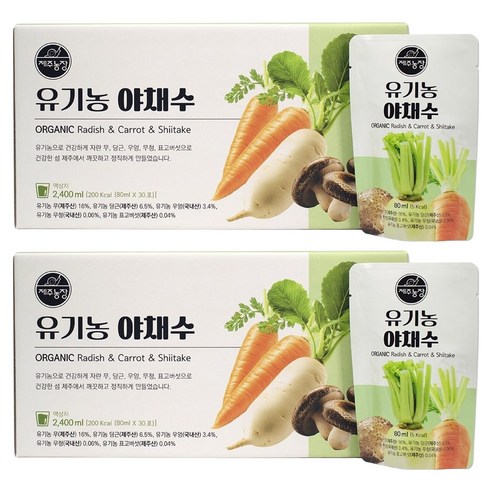 제주농장 유기농 야채수 30p, 2개, 2.4L