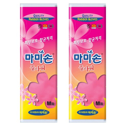 마미손 플라워 고무장갑, 중(M), 2개