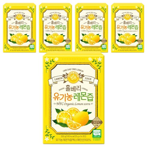 홀베리 정품 유기농 레몬즙, 350g, 5개