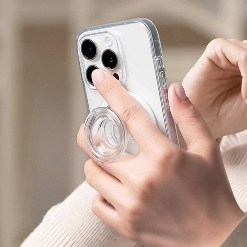 신지모루 자력강화 M 티피톡 맥세이프 스마트톡 투명 그립 홀더 이미지 4