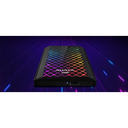 ADATA 威剛RGB外接式硬碟SE900G SSD NVME+收納套, 512GB, 黑色的- 外接