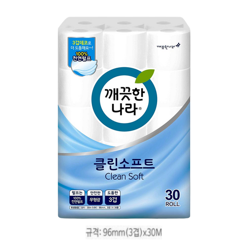 깨끗한나라 클린소프트 천연펄프 3겹 고급롤화장지 이미지 3