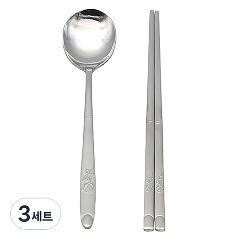 윌리브 신장미 샌딩 수저세트, 실버, 3세트, 숟가락 + 젓가락