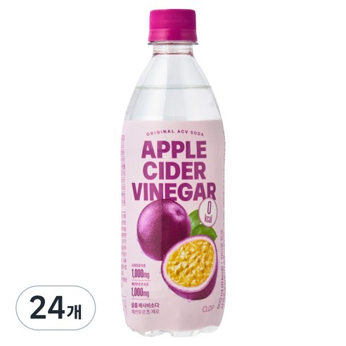 클룹 애사비 패션후르츠 제로 탄산음료, 500ml, 24개