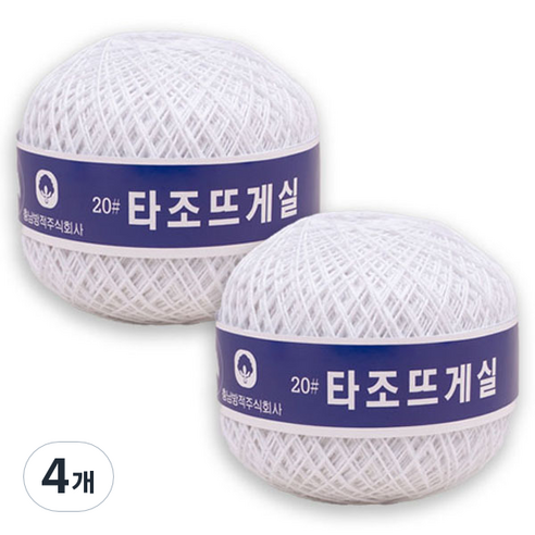 구정 타조 뜨개실 순면 20수, 101 화이트, 4개 101 화이트, 4개