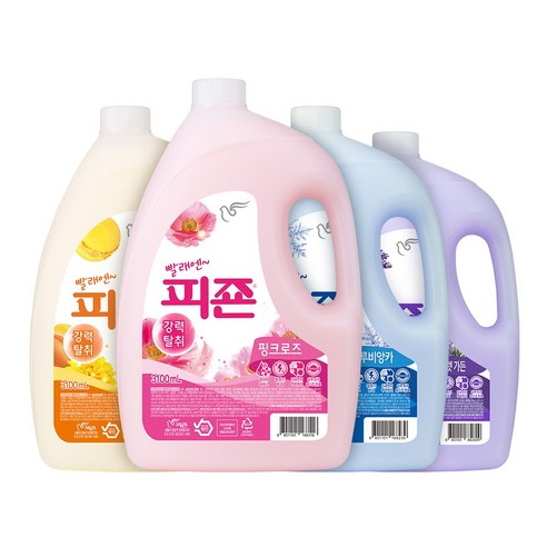 피죤 레귤러 섬유유연제 핑크로즈 본품, 3.1L, 4개 후기 분석 - 제형 및 향기 설명