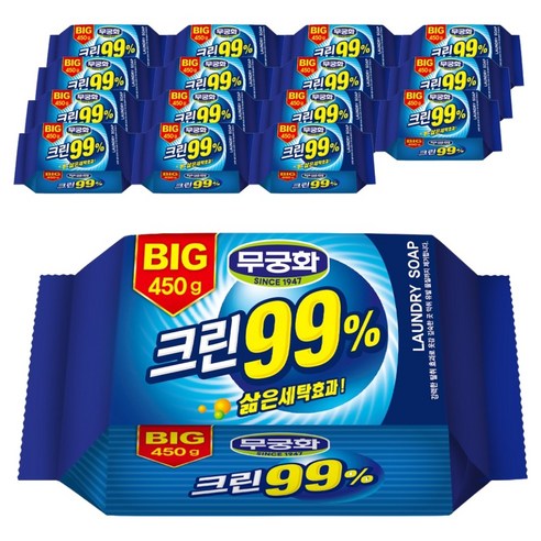 무궁화 BIG 99% 크린 세탁비누, 450g, 16개