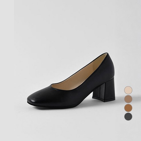 착한구두 여성용 비긴 스퀘어 펌프스 PPLTR3e227 235, 235, 색상, 블랙 섬네일