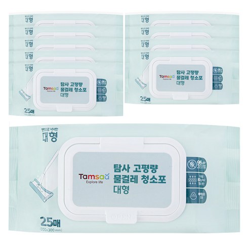 탐사 도톰한 고평량 물걸레 청소포 80g 대형 25p, 10개