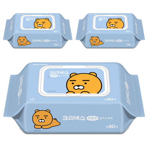 크리넥스 수앤수 카카오 라이언 물티슈 캡형