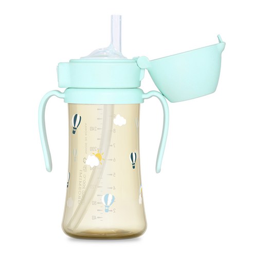 그로미미 PPSU 스카이벌룬 빨대컵, 300ml, 1개, 크리미블루