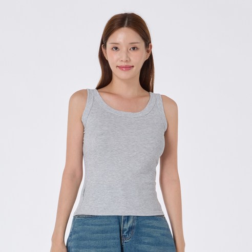 엘쏘 여성용 슬림핏 라운드넥 나시