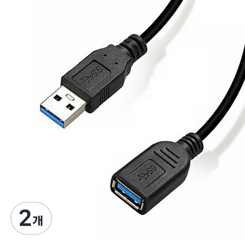 퀄리티어슈런스 고급형 USB 3.0 연장 케이블 블랙, 2개, 3m