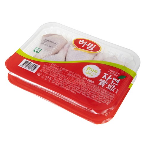 하림 자연실록 닭다리 북채 무항생제 포장 뒷면 상세 정보