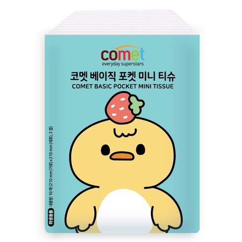 코멧 베이직 천연펄프 3겹 포켓티슈 10매, 60개 이미지 3