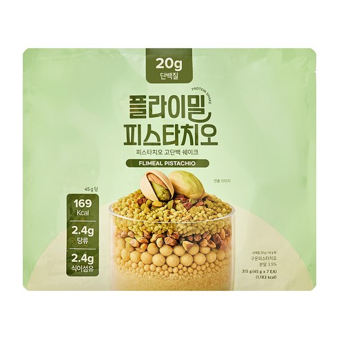 플라이밀 피스타치오 단백질 쉐이크 파우치 7p, 315g, 1개