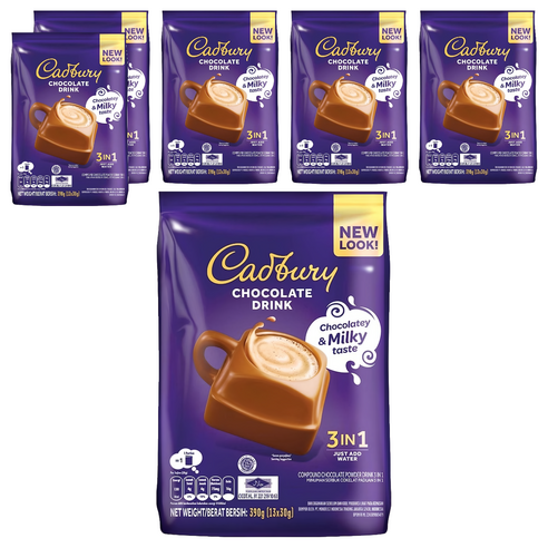 Cadbury 吉百利巧克力飲品 3合1即溶可可粉 390g, 30g, 13包, 6袋 - 可可/熱可可粉 | 酷澎