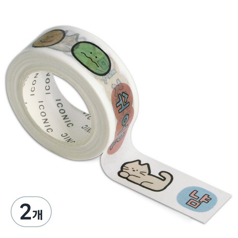 아이코닉 두들 다꾸 데코 마테 마스킹 테이프 스티커 15mm x 10m, 006멋지다, 2개